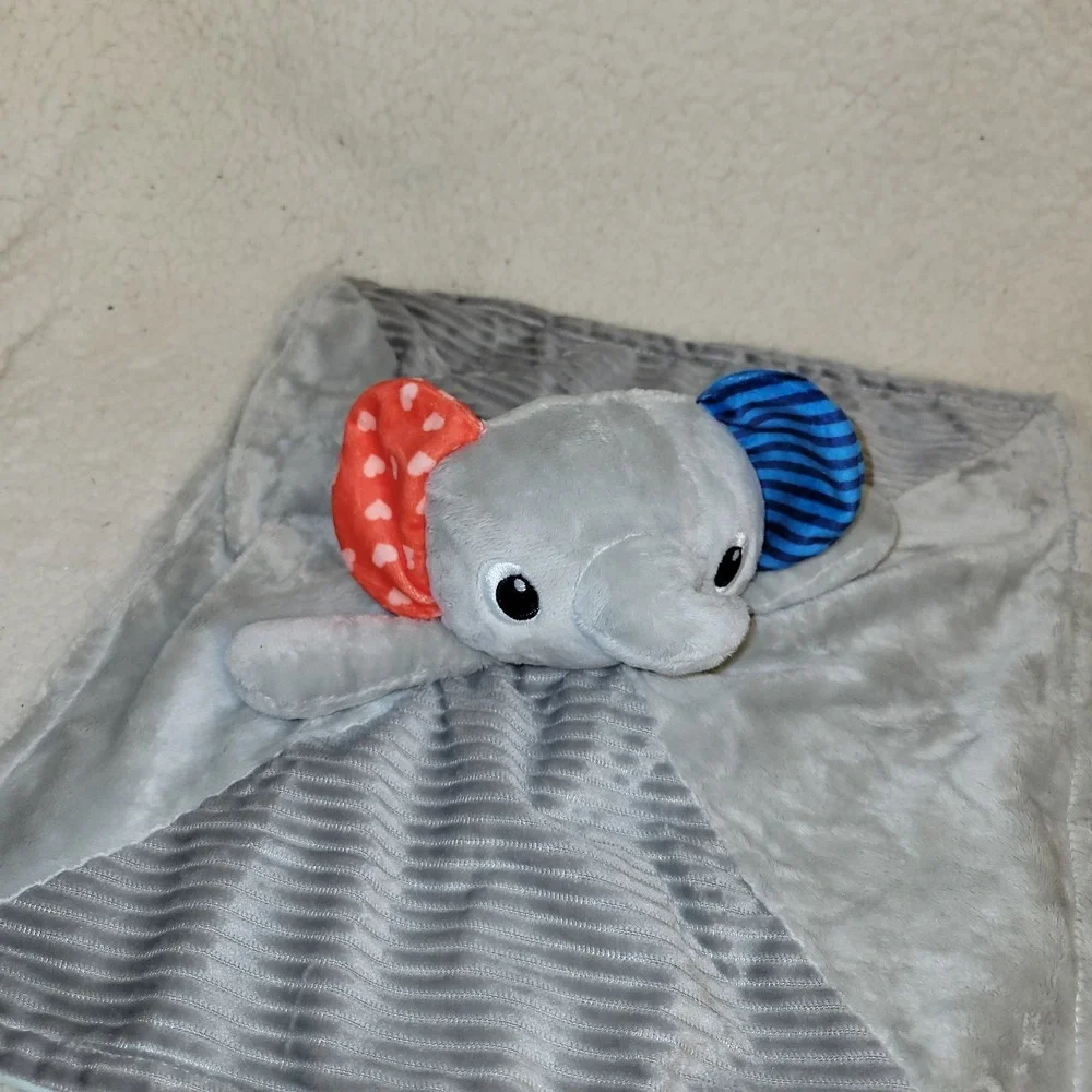 BRIGHT STARTS Taggies Gray Elephant Lovey Security Blanket Leaves Tactile Tags‎